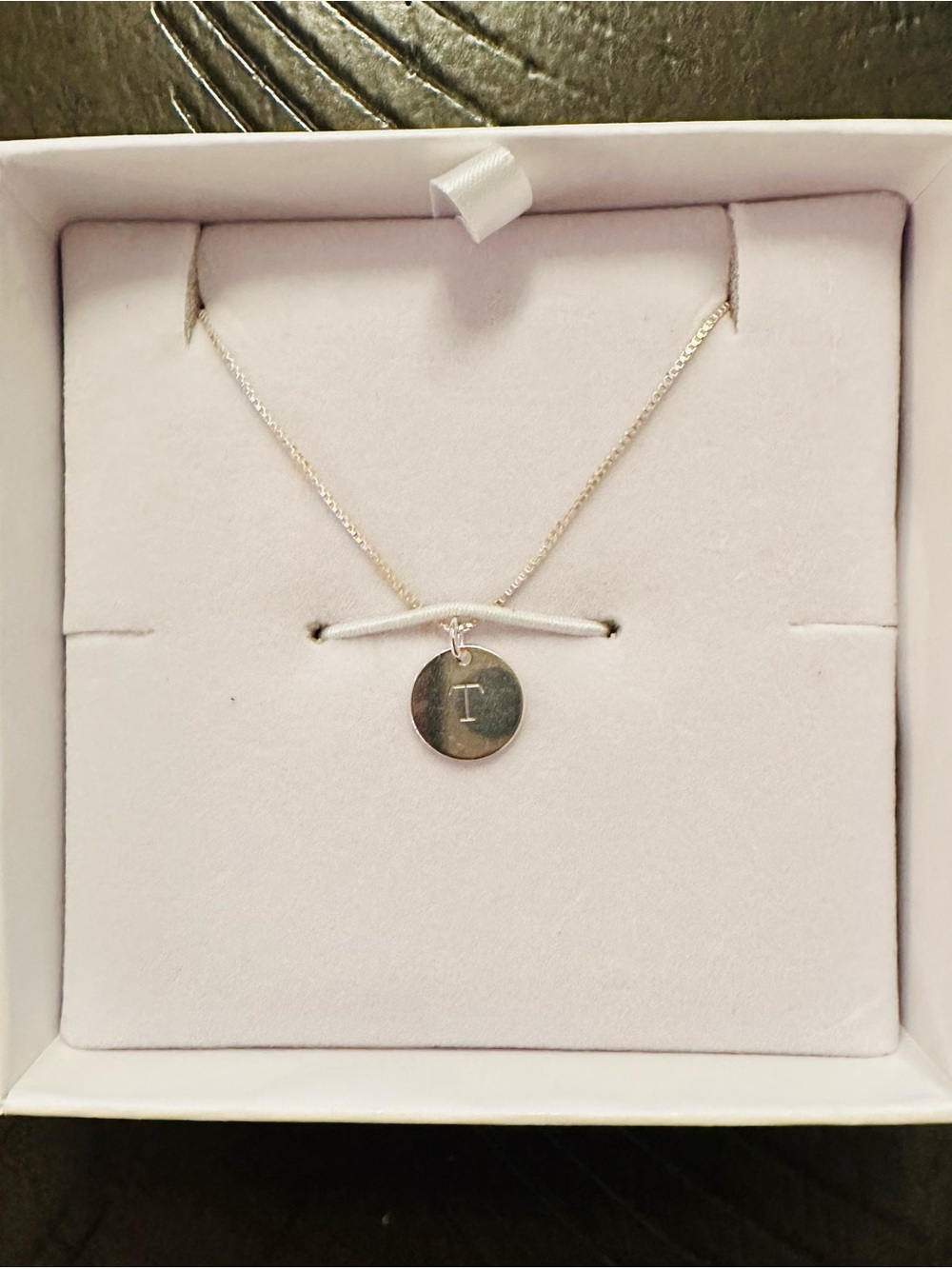 Sterling Silver Initial 'T' Disc Necklace - NEW